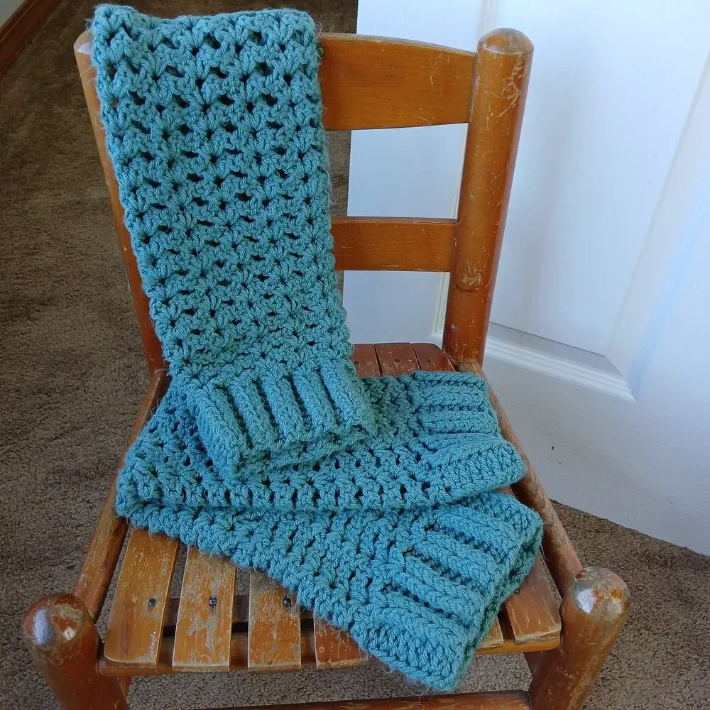 Fern Green Leg Warmers OSFM crochet warm thick chunky over knee dance premade